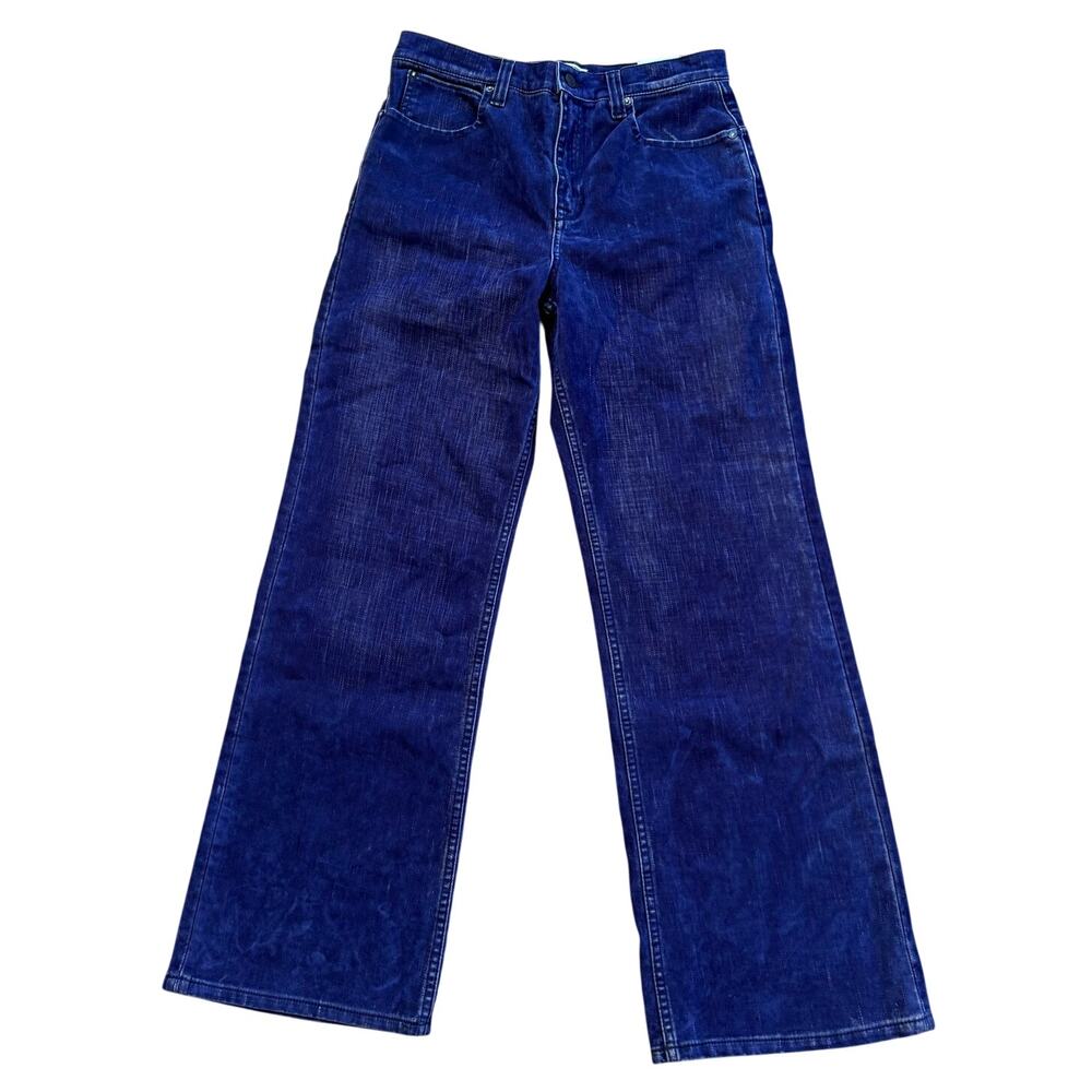FREE PEOPLE Tinsley Baggy High Rise Flocked Jeans / Twilight Purple SZ 29
